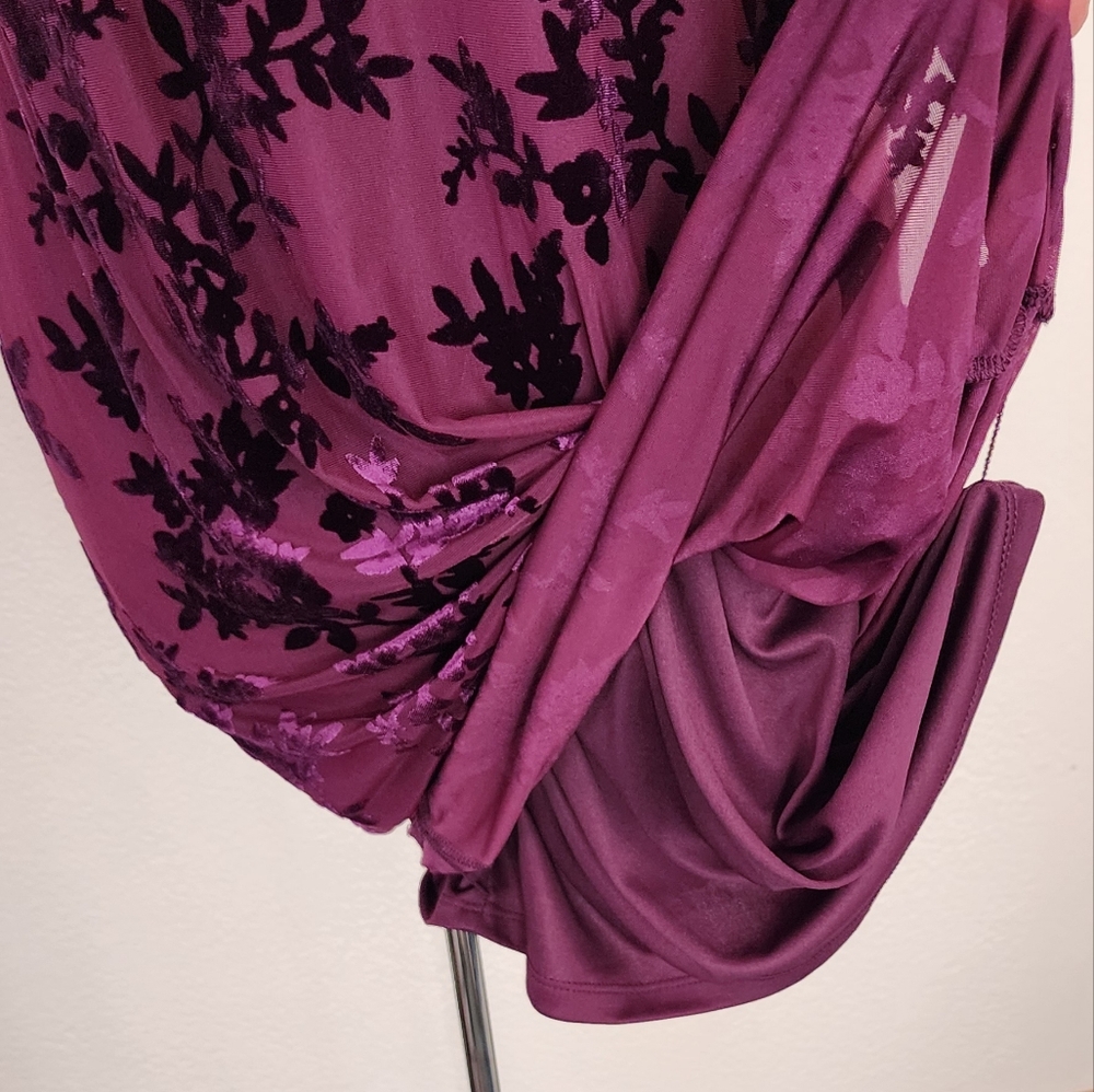 Calvin Klein Dress Velvet Burnout Sheath Purple Size 4 - Picture 8 of 13